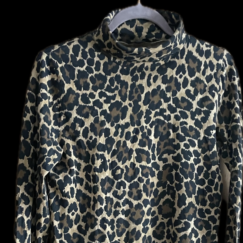 J. Crew Leopard Print Tissue Turtleneck M